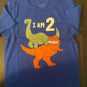2nd birthday dinosaur t-shirt new blue